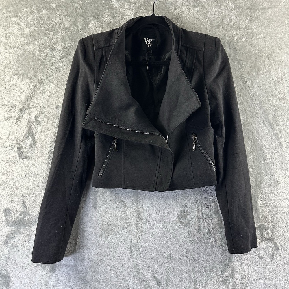 Vero Moda Moto Jacket Women's XS (165/84A) Crop Front Zip Closure & Zip Pockets